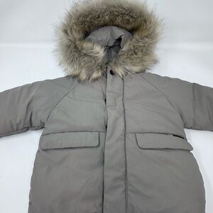 Zara Kids Freudenberg Puffer Coat with Faux Fur Trim, Fur Lined, Water Repellent